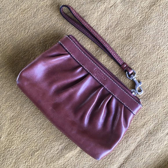 Coach Handbags - Coach Pleated Leather Wristlet Chocolate Brown